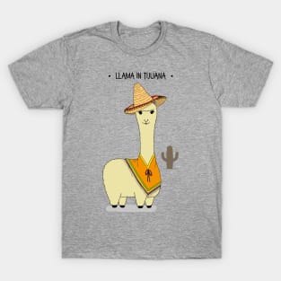 Cute Funny Llama in Tijuana Character T-Shirt